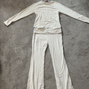 Edikted Cream Striped Long Sleeve Top